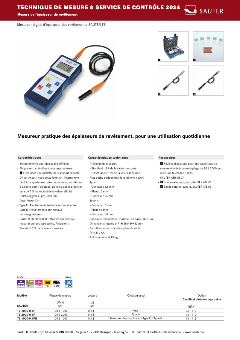 Page 1 de la notice Brochure Sauter TB 2000-0.1F