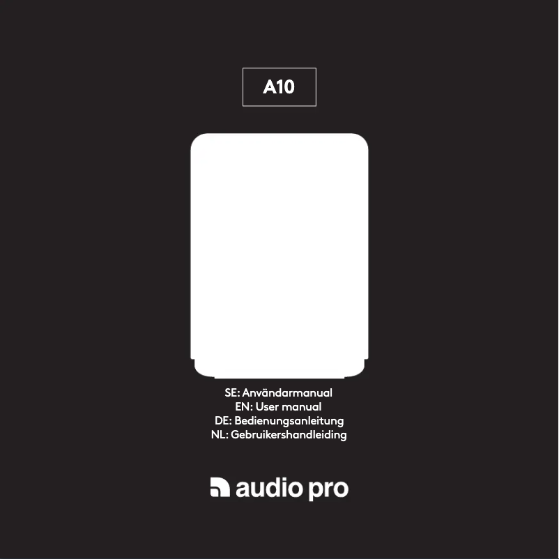 Page 1 of the manual User Manual Audio Pro A10