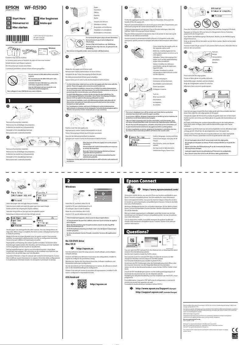 Page 1 de la notice Guide d'installation Epson WorkForce Pro WF-R5190
