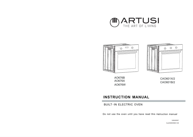 Page 1 of the manual User Manual Artusi CAO601X/2