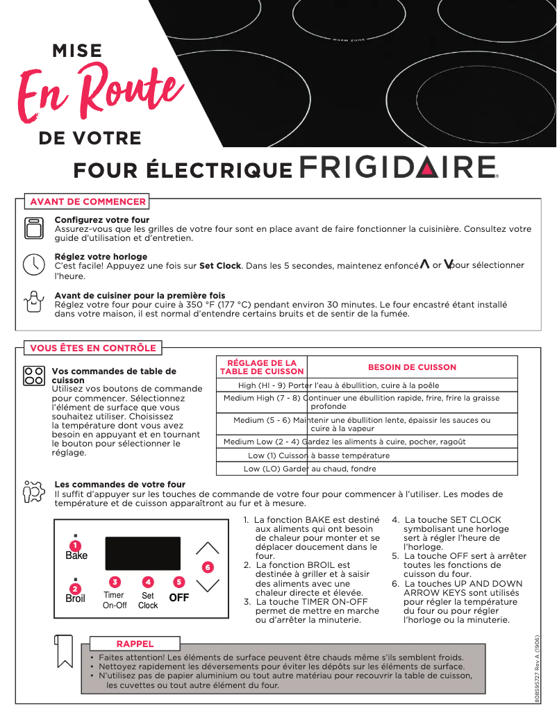 Page 1 de la notice Manuel utilisateur Frigidaire FCRE305LAF