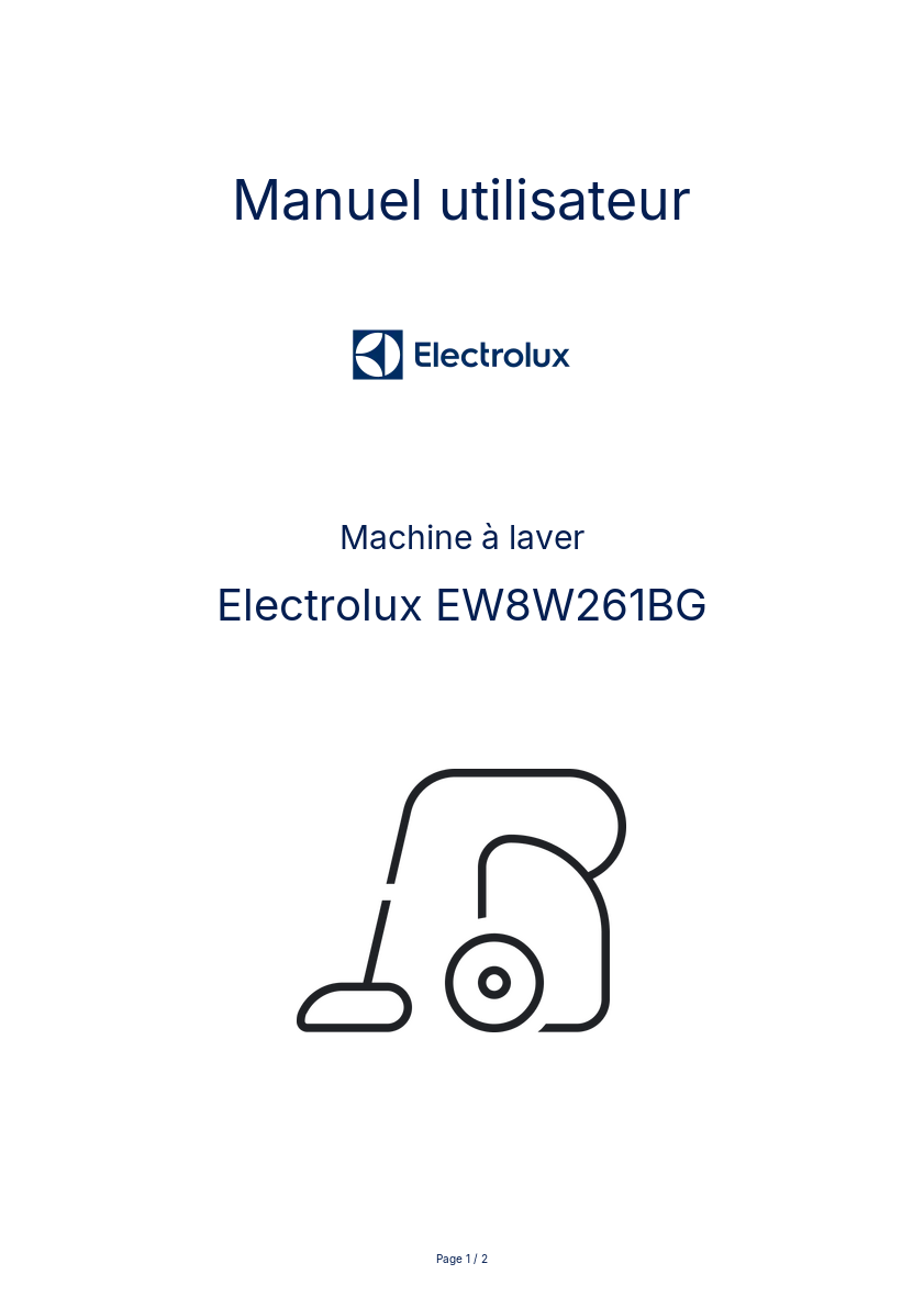 Image de la première page du manuel de l'appareil EW8W261BG