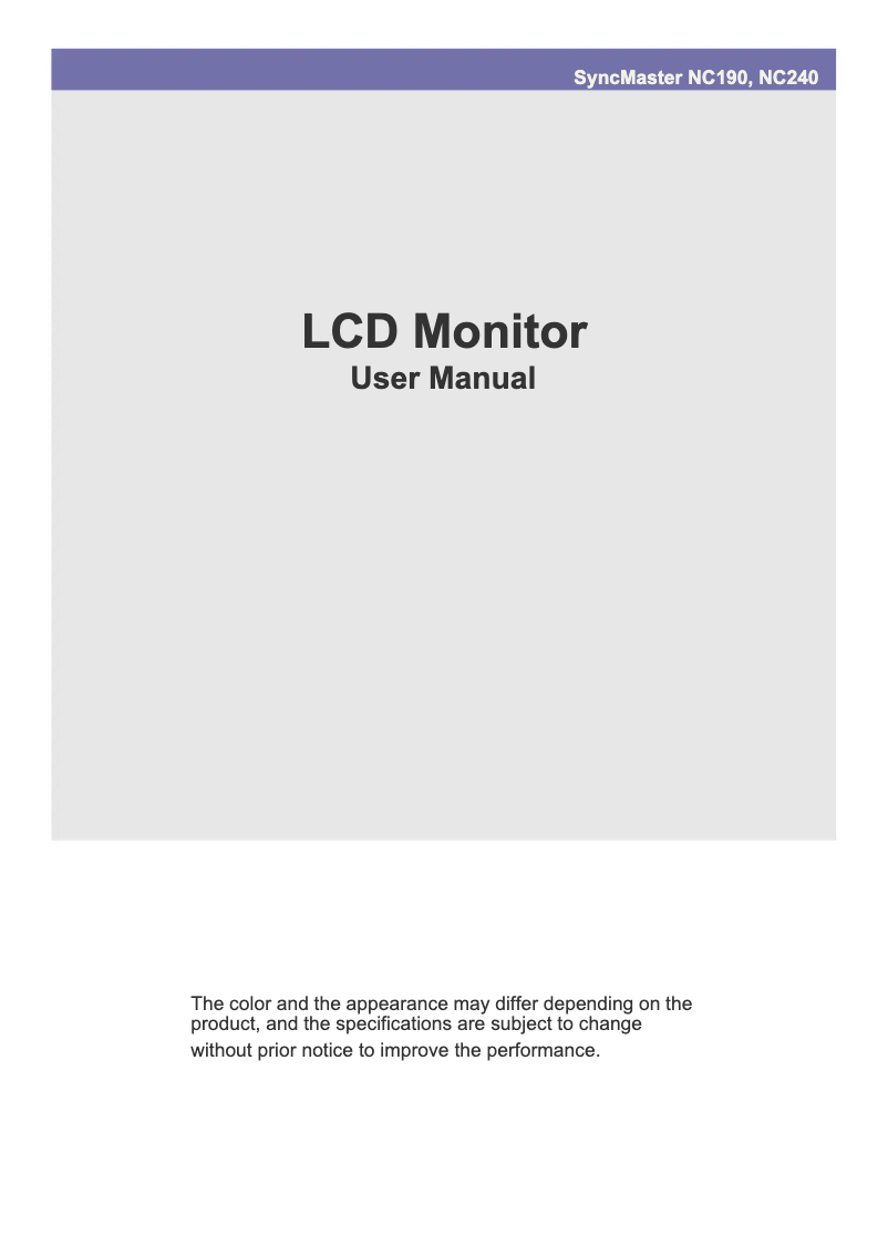 Image de la première page du manuel de l'appareil NC190-1