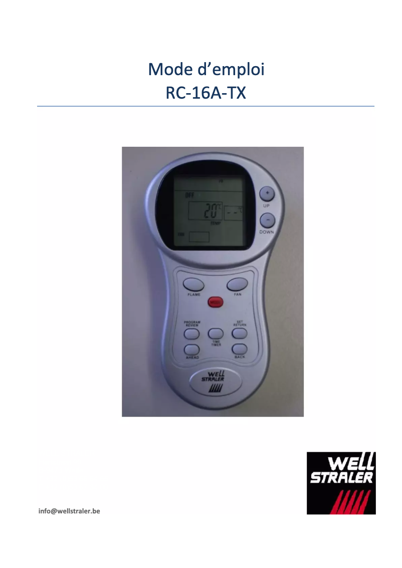 Page 1 de la notice Manuel utilisateur Well Straler RC-16A-TX