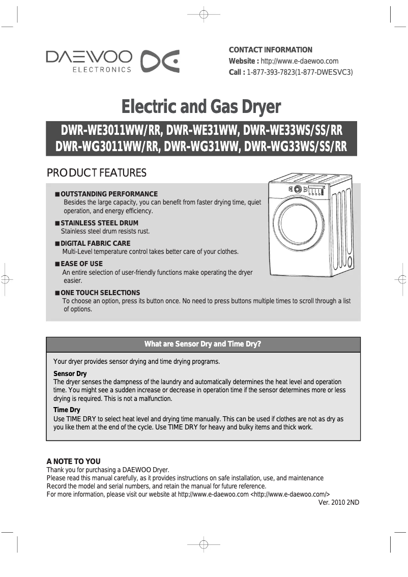 Page n°1 - Manuel utilisateur Daewoo DWR-WE3011RR