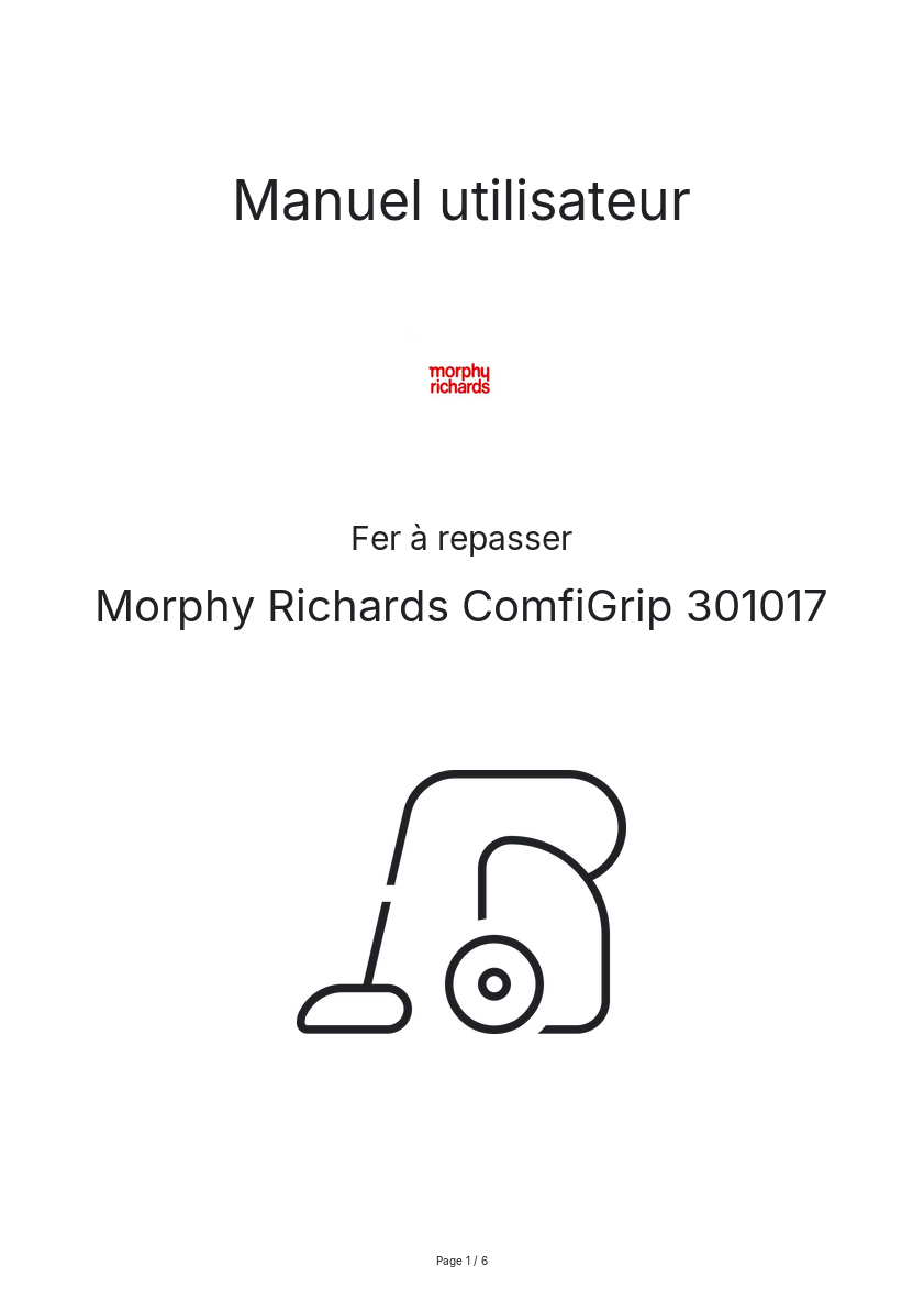 Image de la première page du manuel de l'appareil ComfiGrip 301017