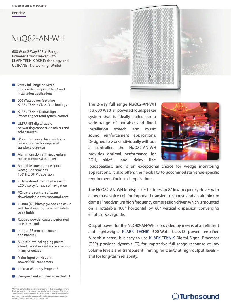 Página 1 del manual Ficha técnica Turbosound NuQ82-AN