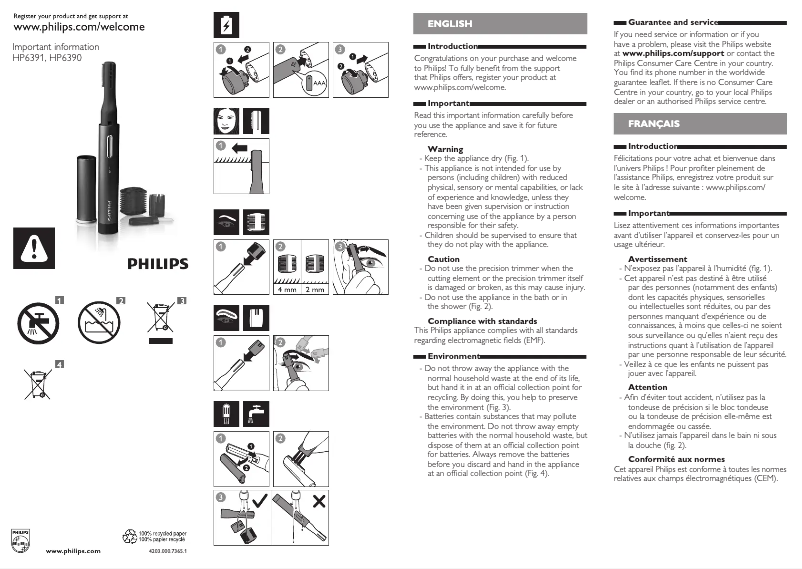 First page image of the manual for Ladyshave PrecisionPerfect HP6391