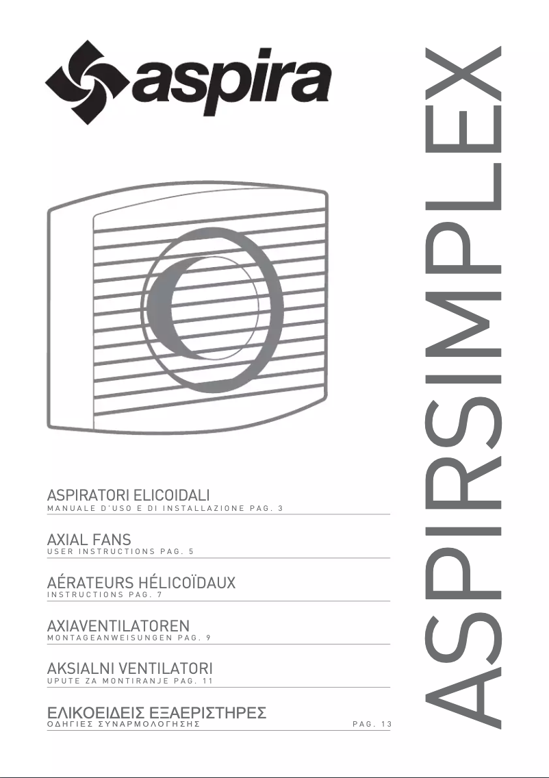 Page 1 de la notice Manuel utilisateur Fantini Cosmi ASPIRSIMPLEX