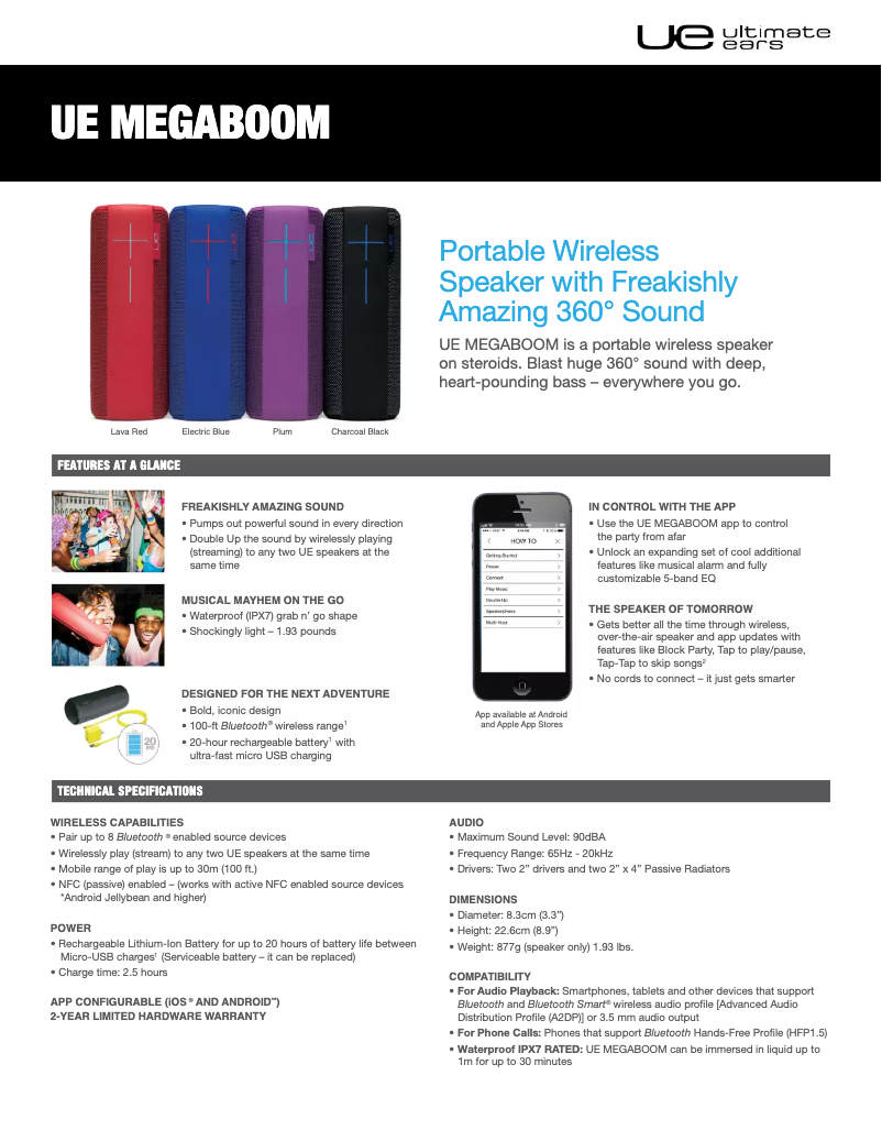 Page 1 de la notice Manuel utilisateur Ultimate Ears MEGABOOM