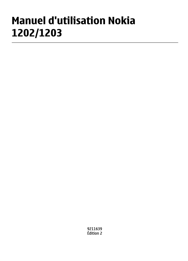 Page n°1 - Manuel utilisateur Nokia 1203