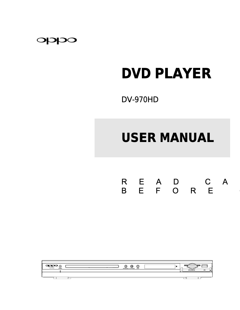 Page 1 de la notice Manuel utilisateur Oppo DV-970HD