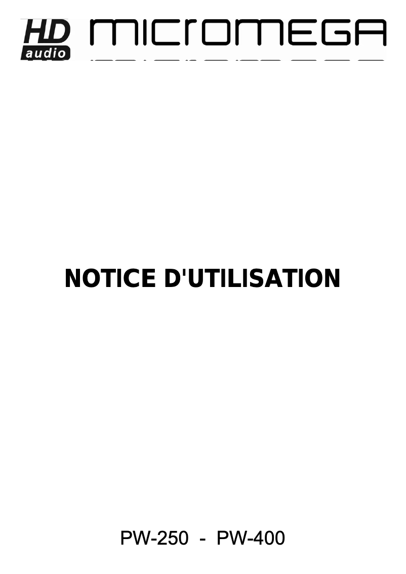 Página 1 del manual Manual de usuario Micromega PW-250