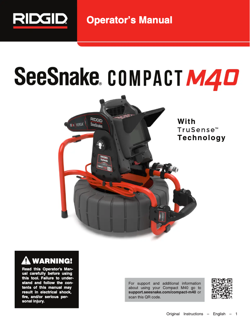 Page 1 de la notice Manuel utilisateur Ridgid SeeSnake Compact M40