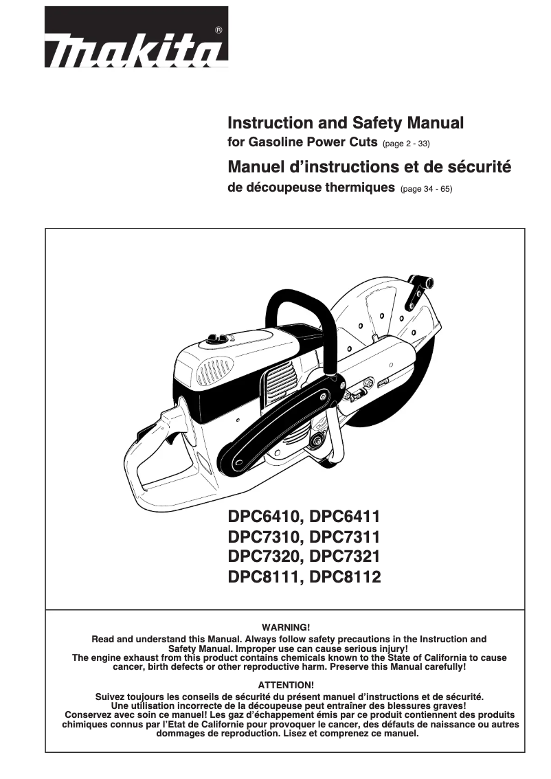 Page n°1 - Manuel utilisateur Makita DPC8132