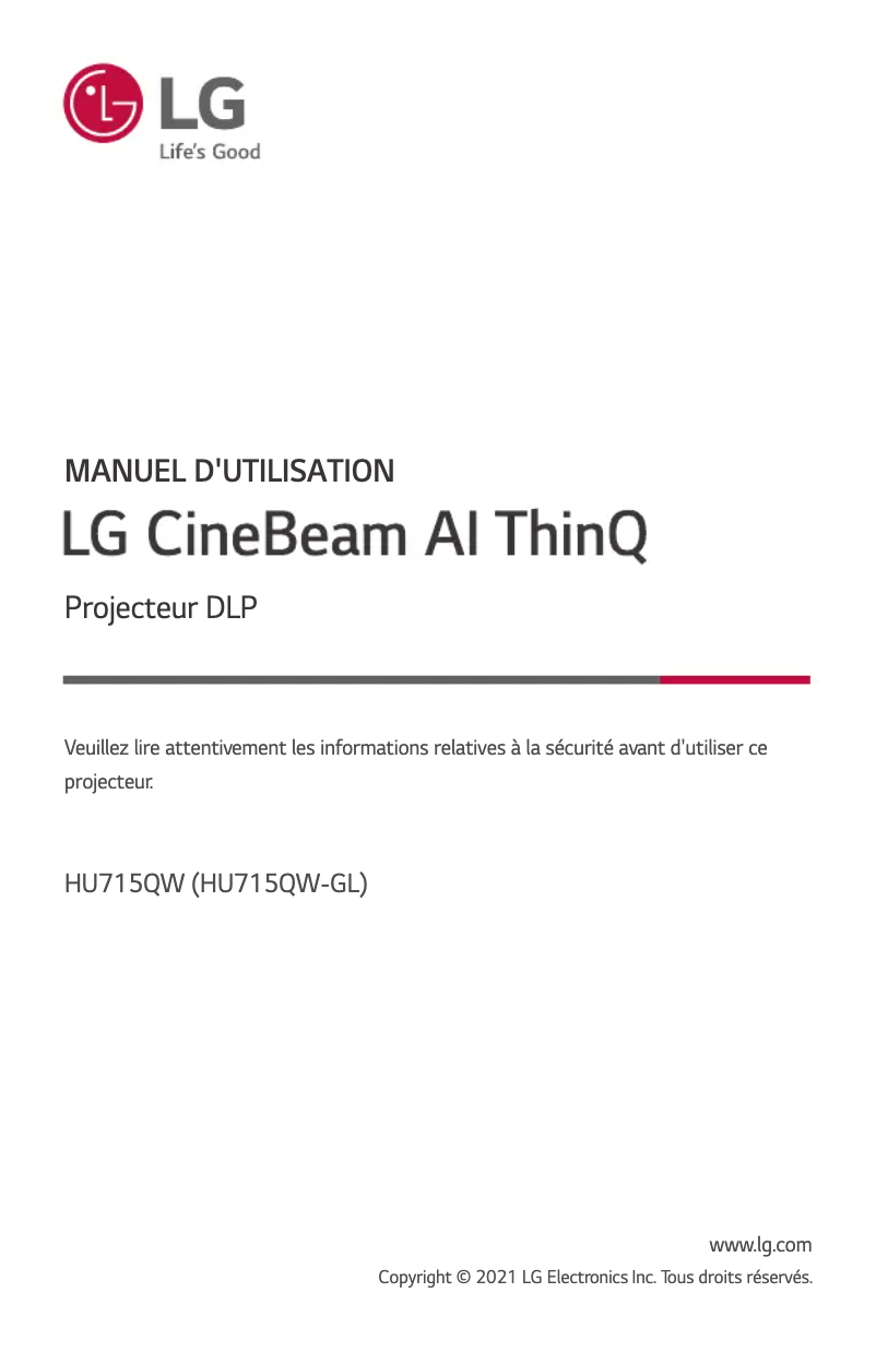 Page 1 de la notice Manuel utilisateur LG CineBeam HU715QW