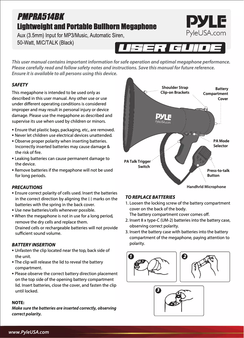 Image de la première page du manuel de l'appareil PMPRA514BK