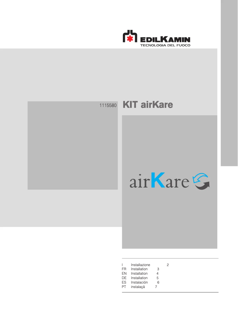 Page 1 de la notice Manuel utilisateur Edilkamin KIT airKare