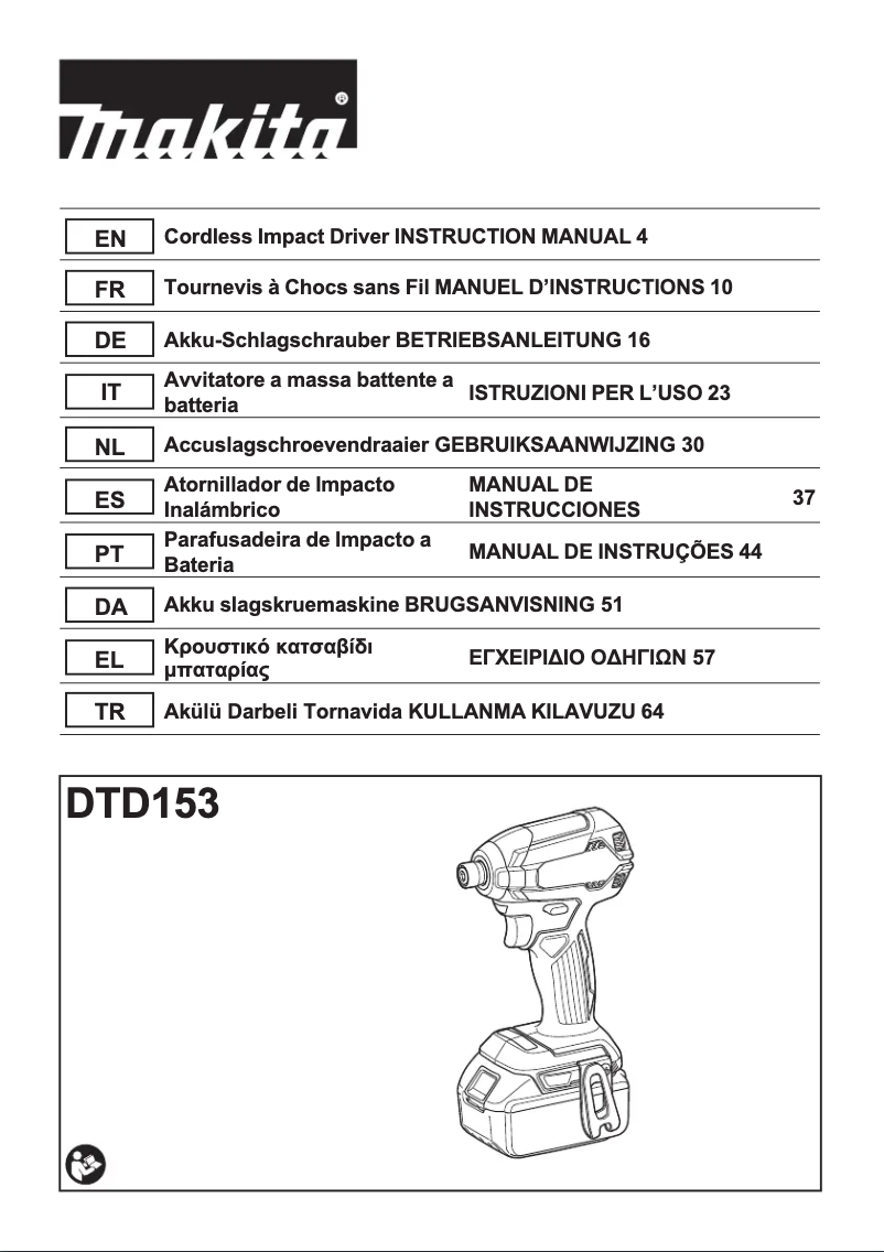 Page 1 de la notice Manuel utilisateur Makita DTD153