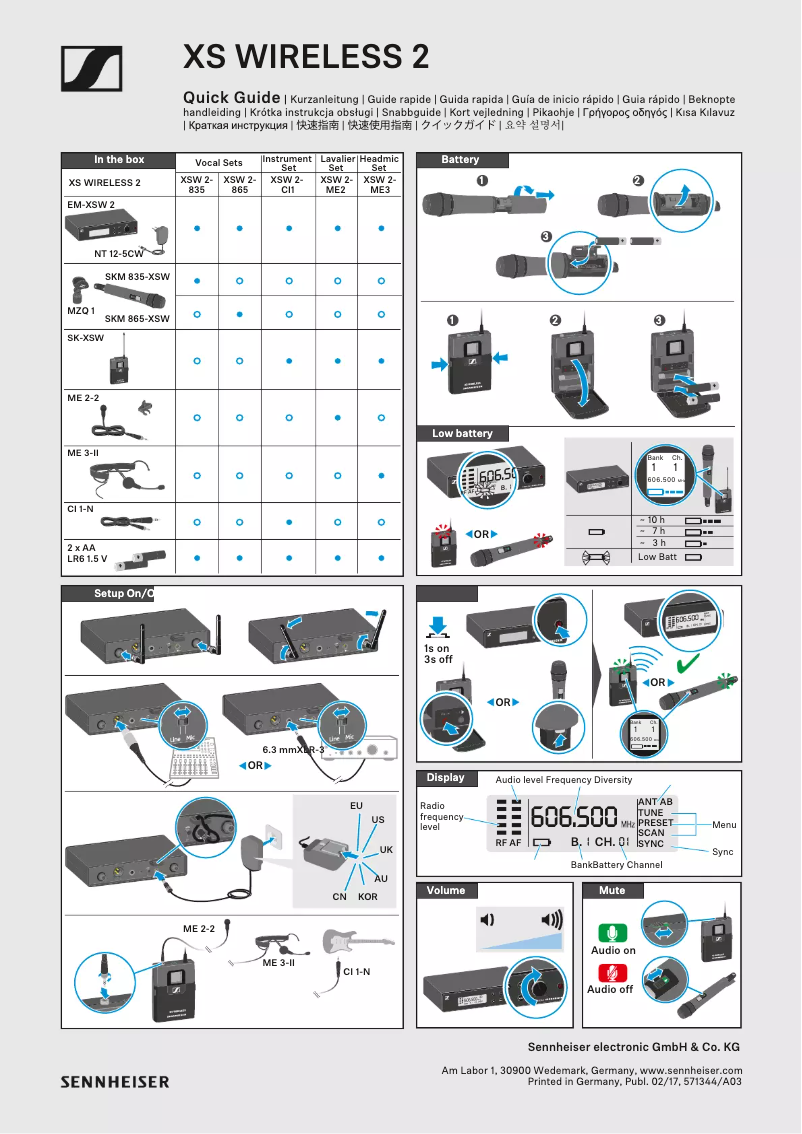 Page n°1 - Manuel utilisateur Sennheiser XSW 2-ME3