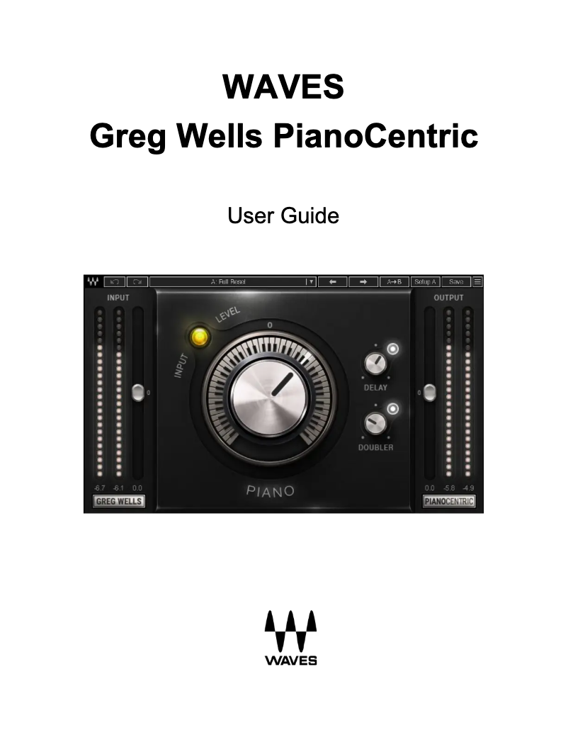 Page 1 de la notice Manuel utilisateur Waves Greg Wells PianoCentric