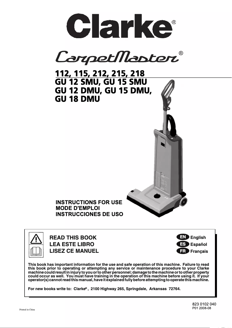 Image de la première page du manuel de l'appareil CarpetMaster 112