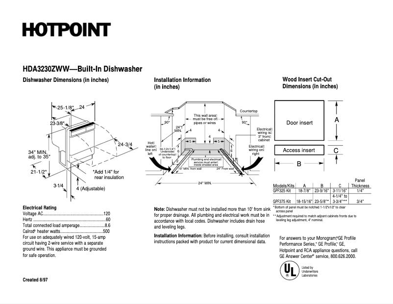 Imagen de la primera página del manual del dispositivo HDA3230ZWW