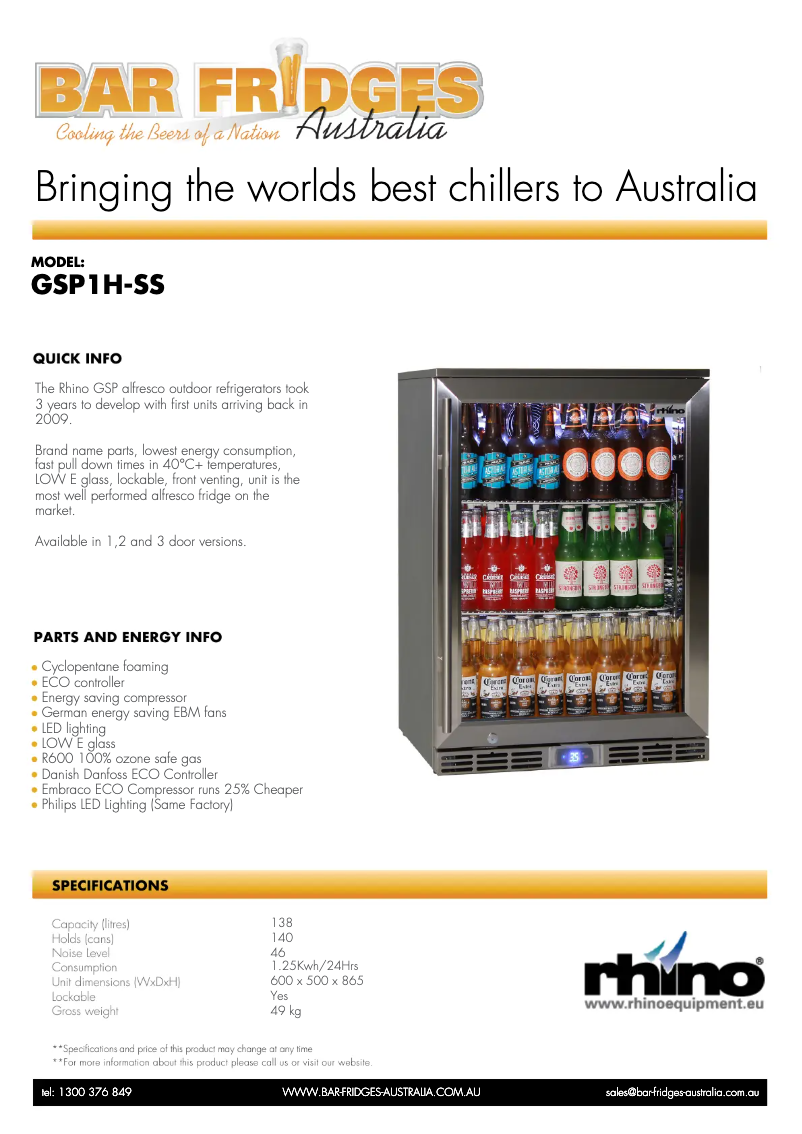 Page n°1 - Fiche technique Rhino GSP1H-SS