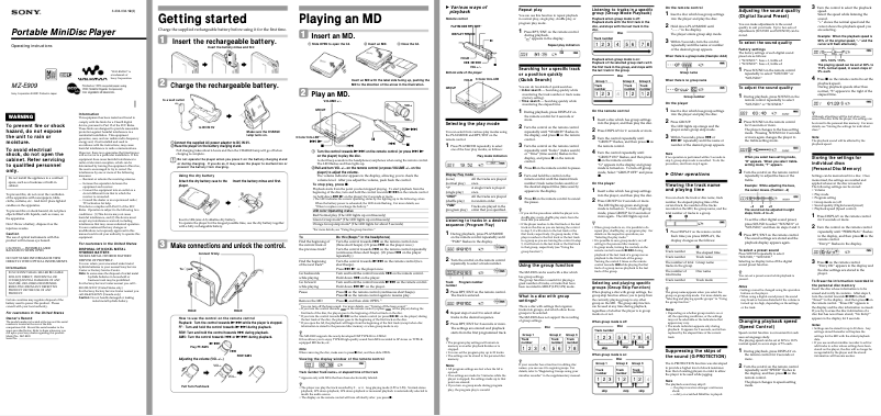 Image de la première page du manuel de l'appareil MZ-E909