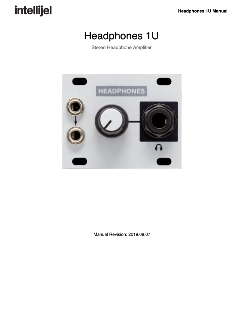 Page 1 de la notice Manuel utilisateur Intellijel Headphones 1U