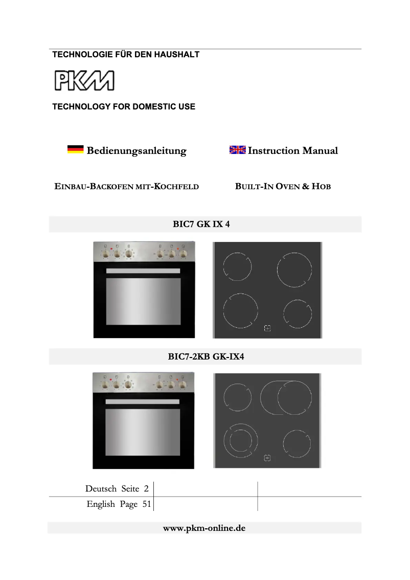 Page 1 de la notice Manuel utilisateur PKM BIC7 GK IX 4