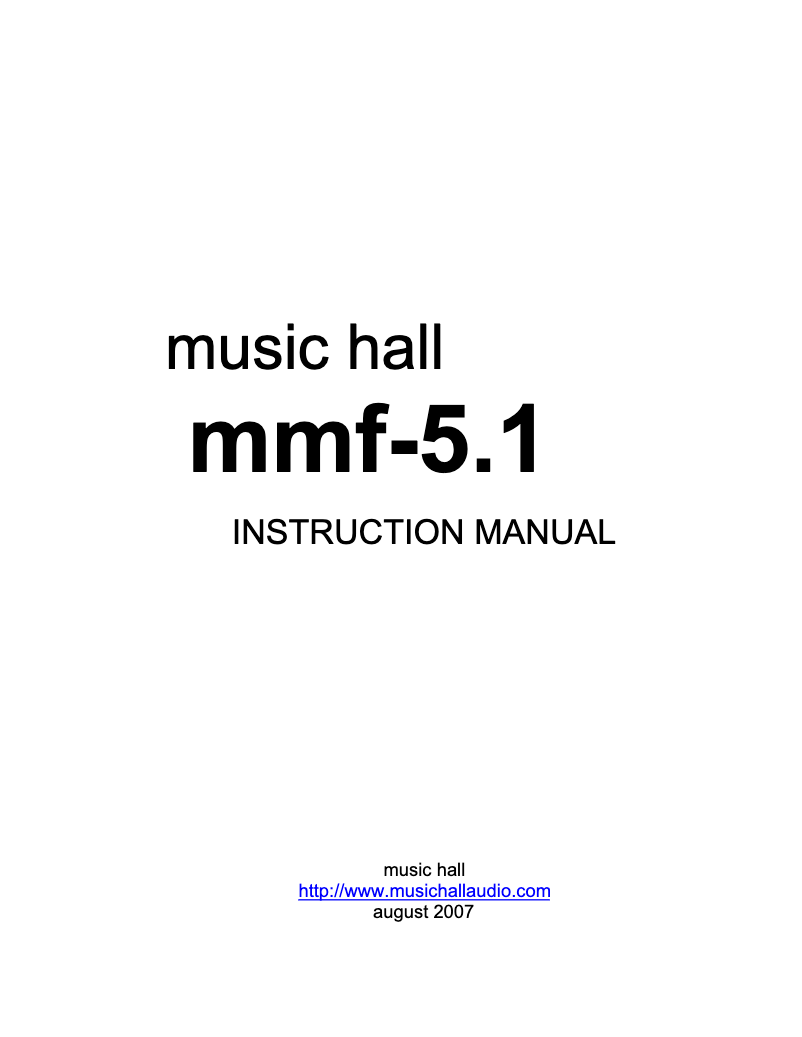 Page n°1 - Manuel utilisateur Music Hall mmf-5.1
