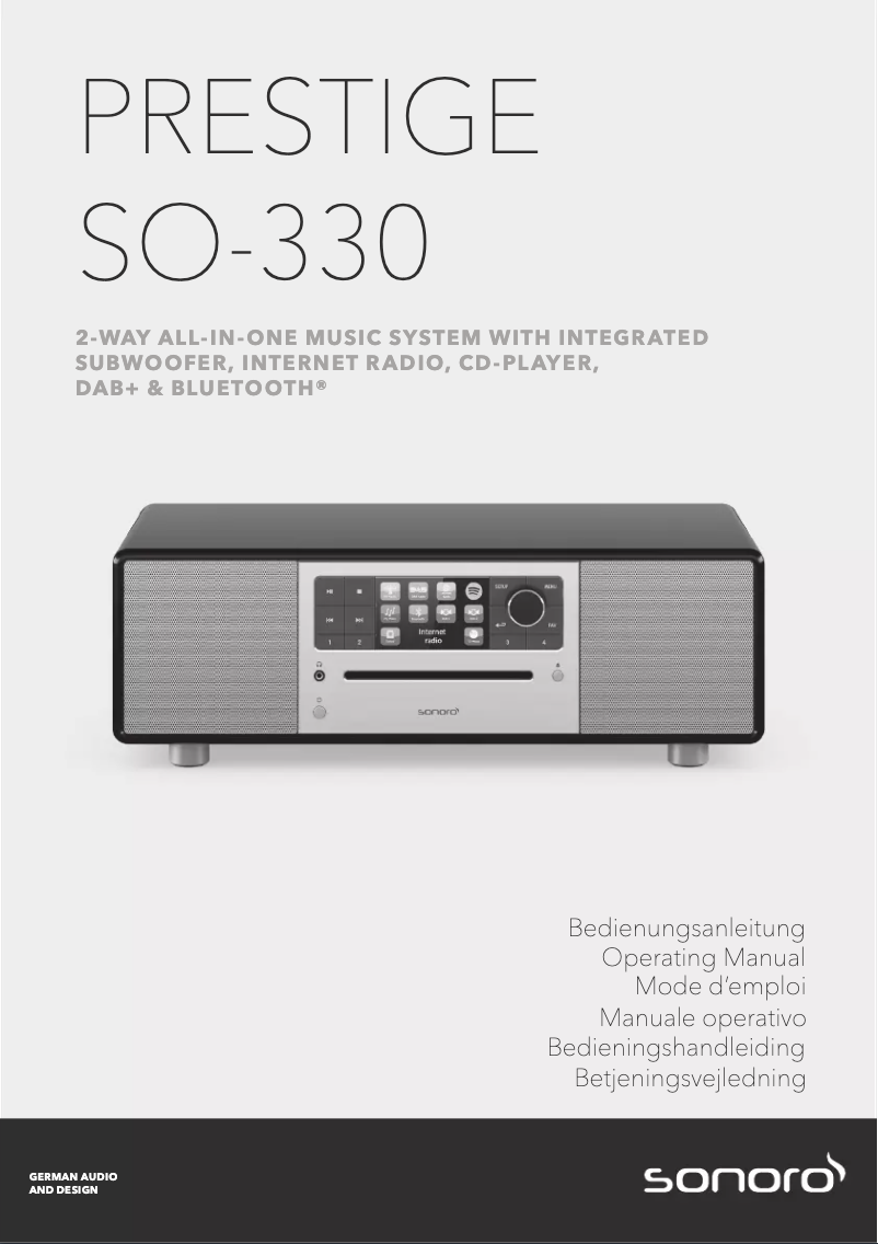 Image de la première page du manuel de l'appareil Prestige SO-330 V3