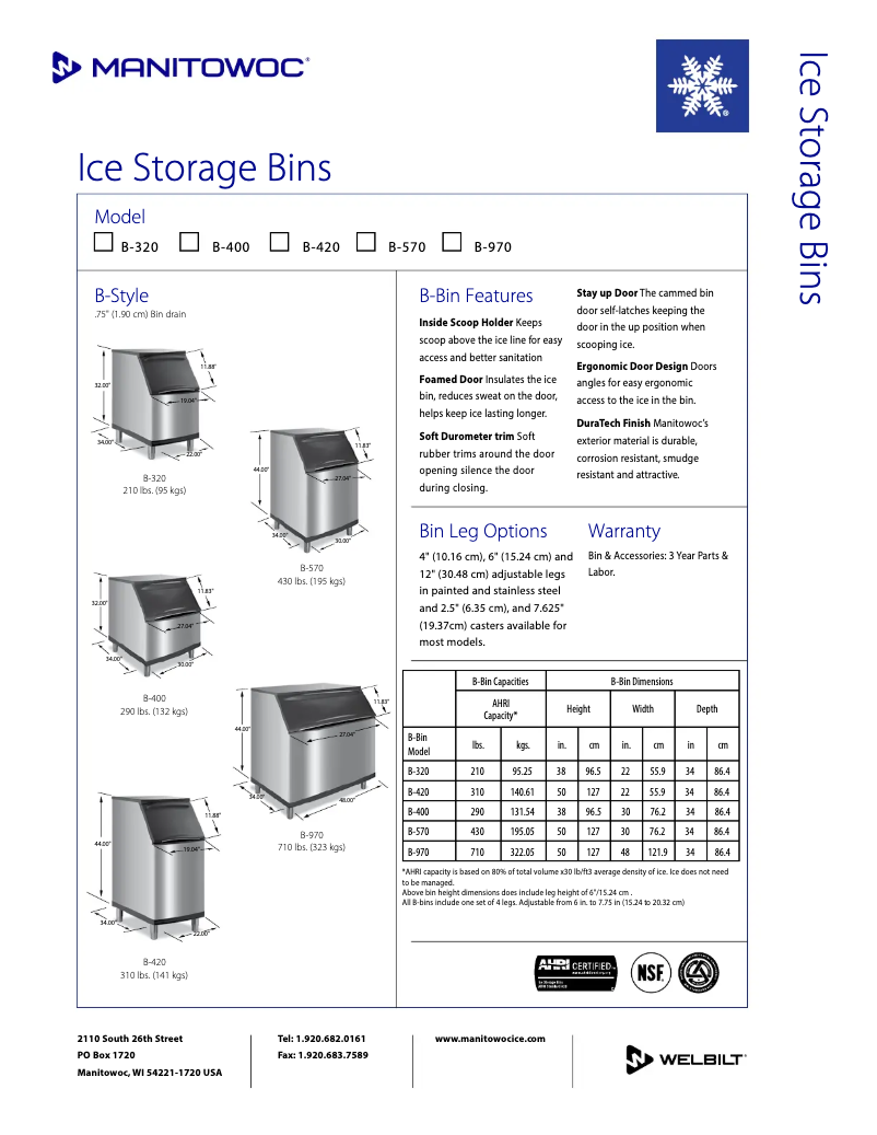 Page 1 de la notice Manuel utilisateur Manitowoc B-320