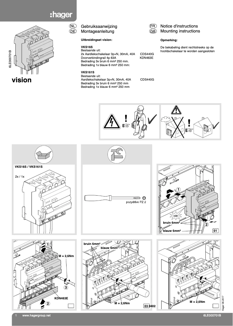 Page n°1 - Manuel utilisateur Hager Vision VKS161S