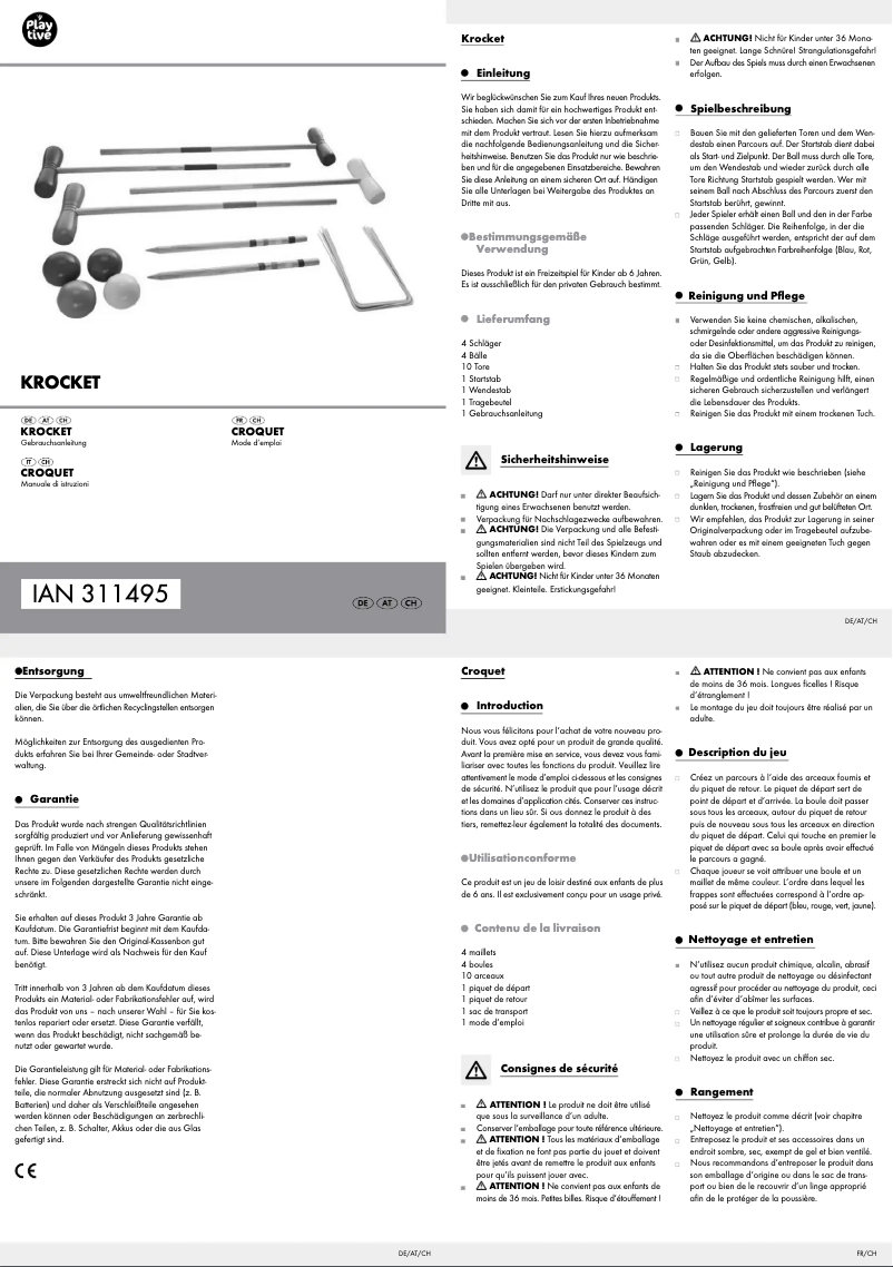 Page 1 de la notice Manuel utilisateur Playtive HG04579