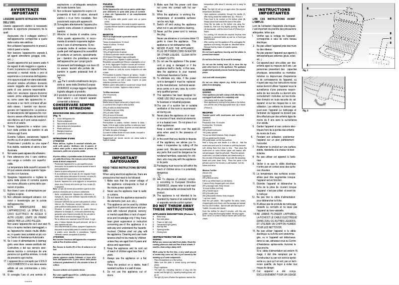 Page 1 de la notice Manuel utilisateur Ariete Toast & Grill Compact 1982