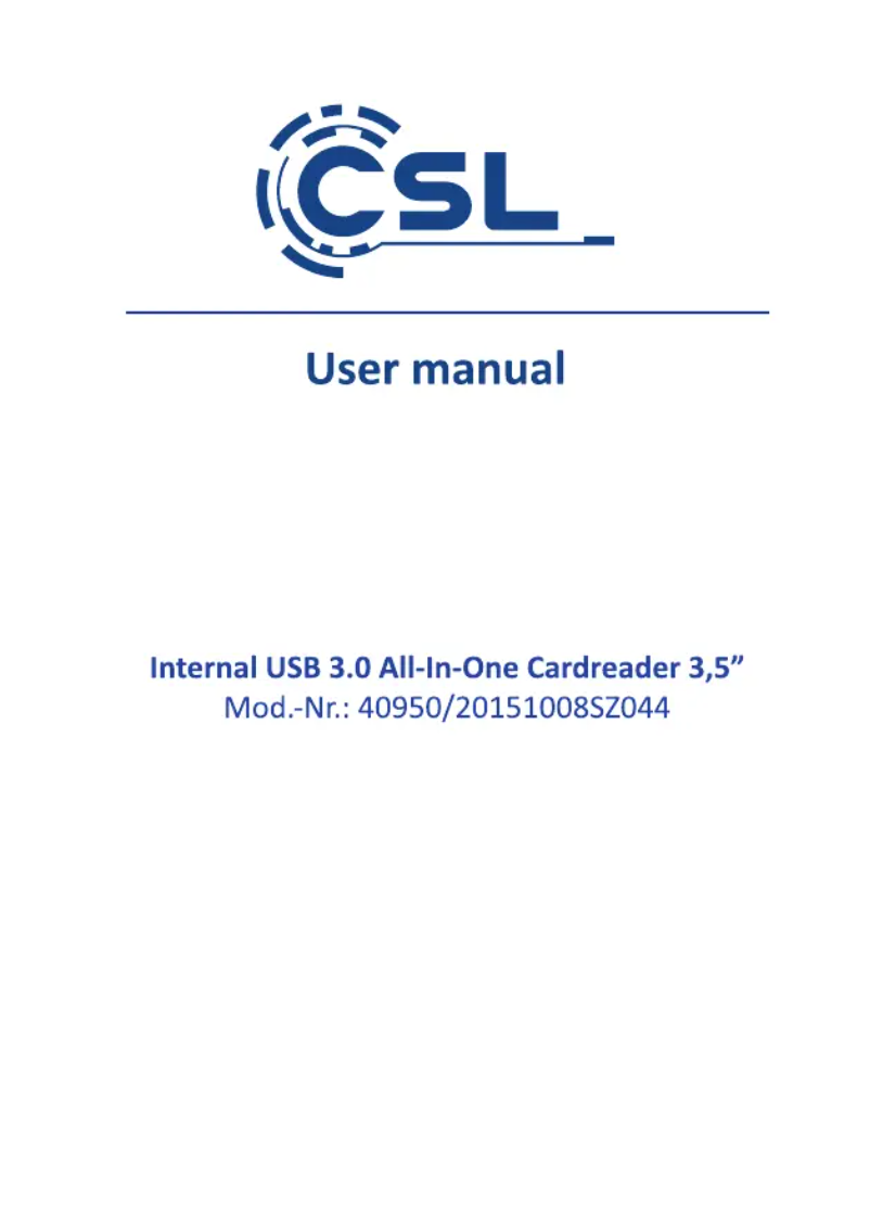 Page 1 of the manual User Manual CSL 300921