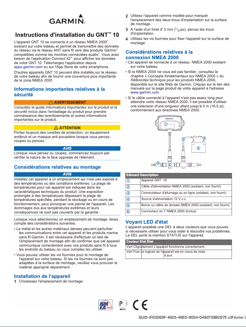 Page n°1 - Manuel utilisateur Garmin GNT 10