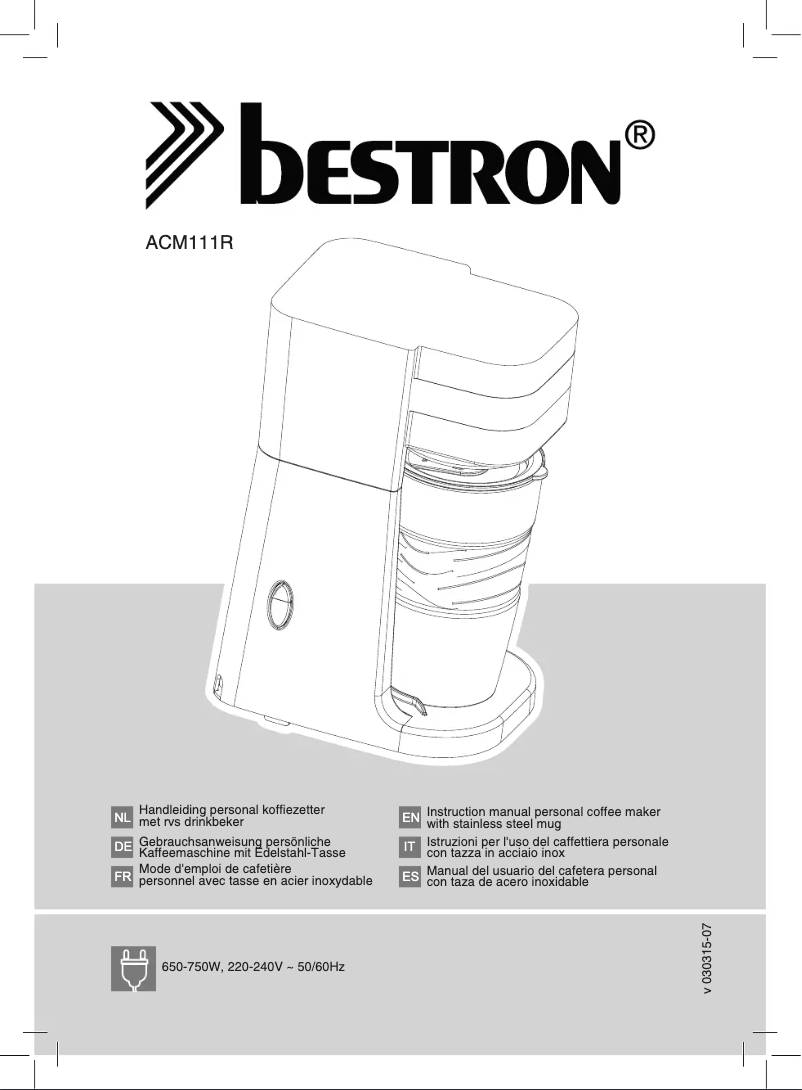 Page n°1 - Manuel utilisateur Bestron ACM111R