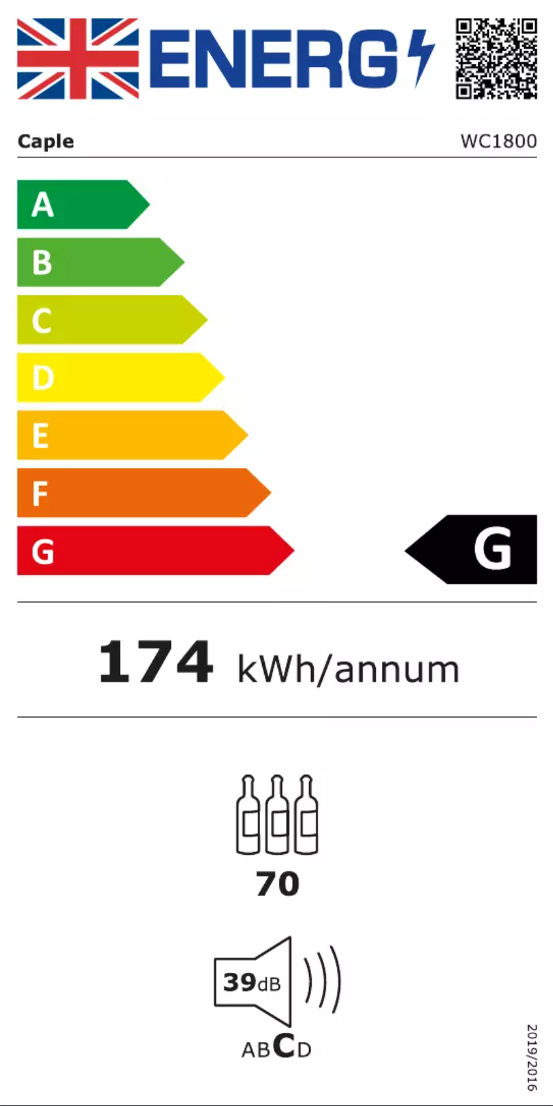 Page n°1 - Label énergétique Caple WC1800