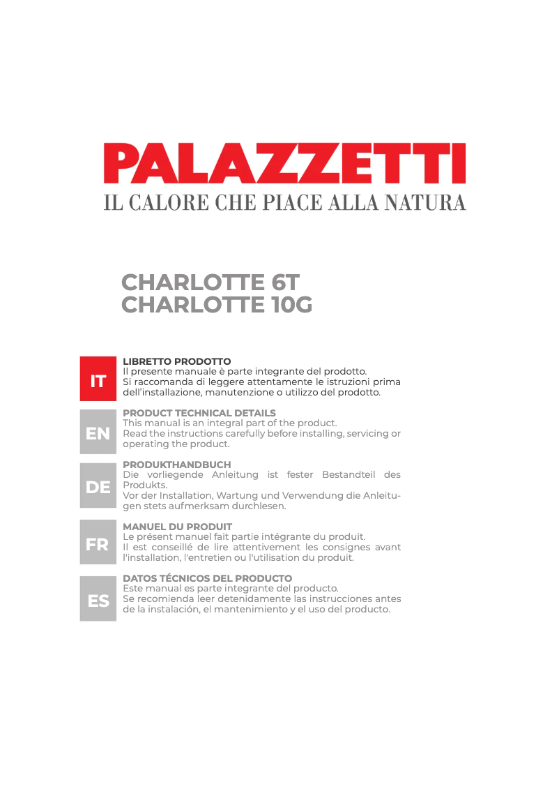 Page 1 de la notice Manuel utilisateur Palazzetti Charlotte 6T