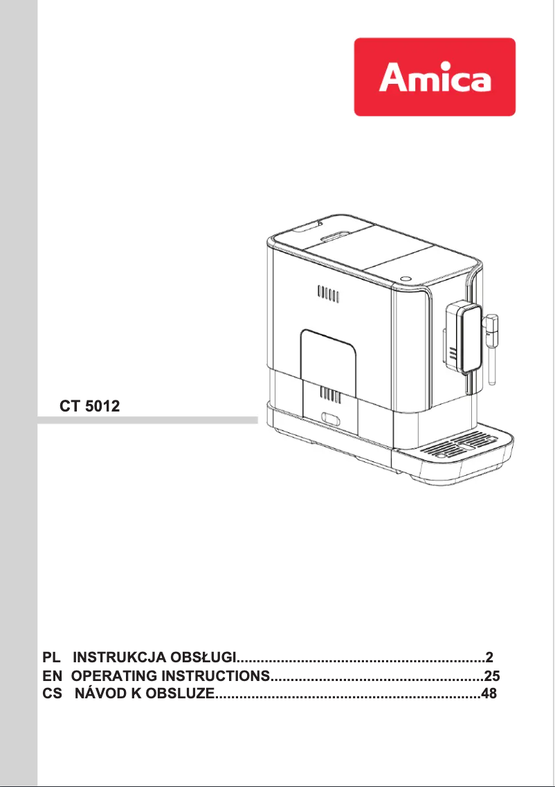 Page n°1 - Manuel utilisateur Amica CT 5012