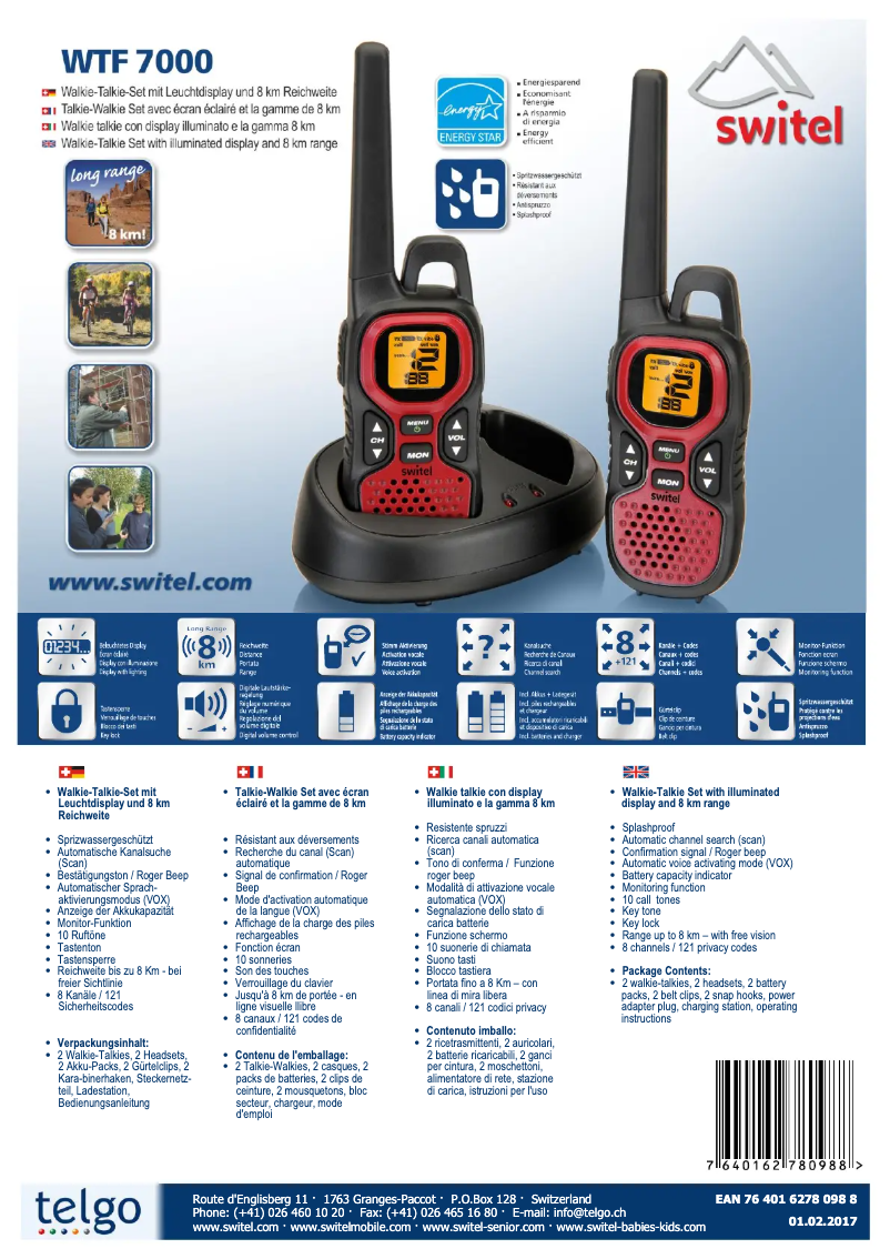 Page 1 de la notice Fiche technique Switel WTF7000