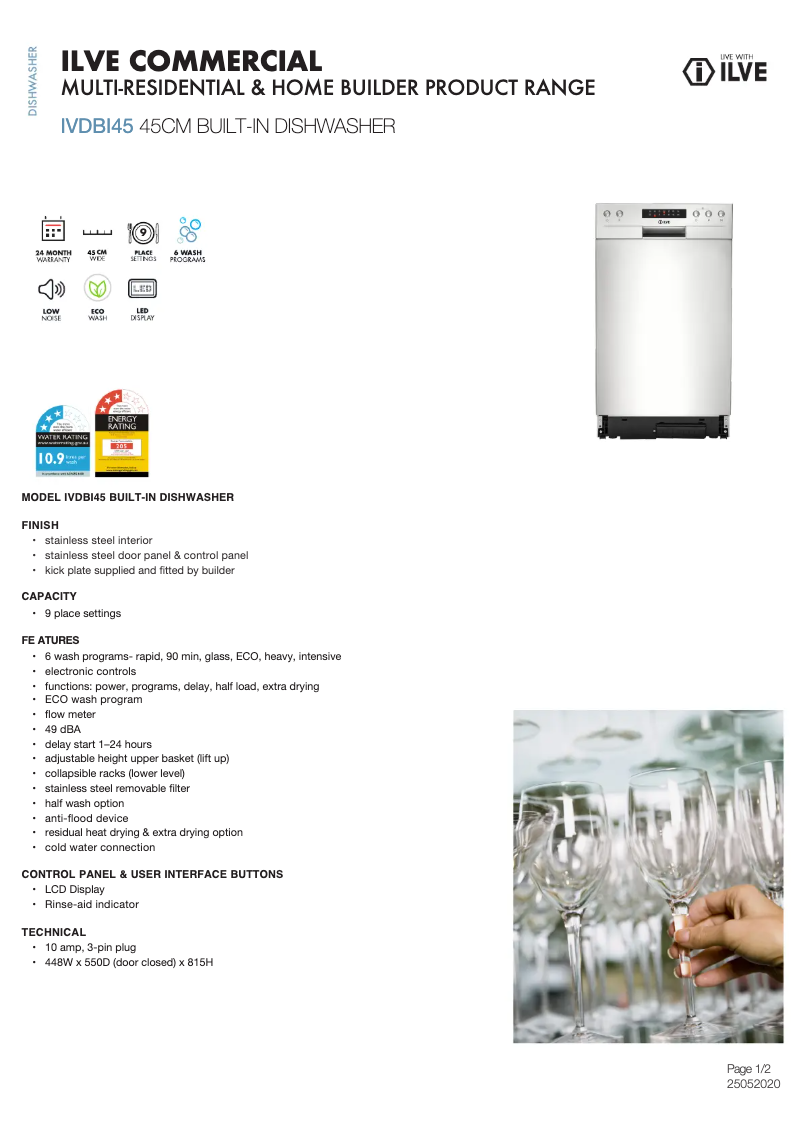 Page n°1 - Fiche technique Ilve IVDBI45