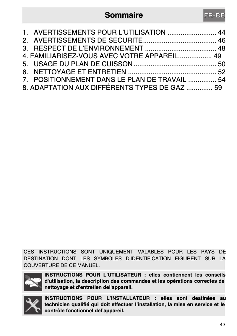 Page 1 de la notice Manuel utilisateur Smeg PGF31G