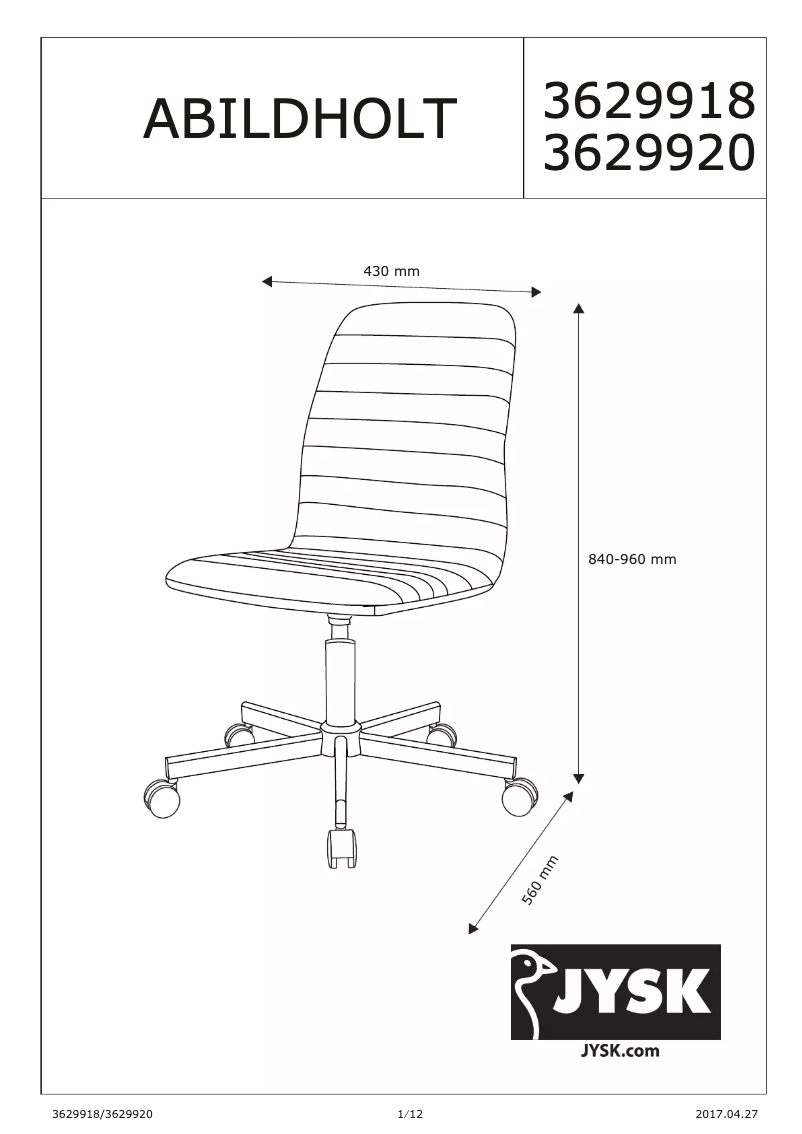 Page 1 de la notice Manuel utilisateur JYSK Abildholt