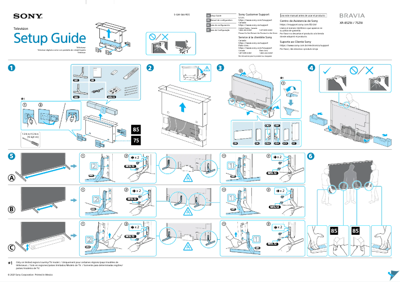 Page 1 de la notice Guide d'installation Sony Bravia XR-85Z9J