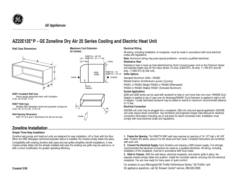Page 1 of the manual User Manual GE AZ22E12E3P