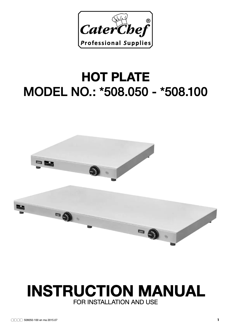 Page n°1 - Manuel utilisateur CaterChef 508050